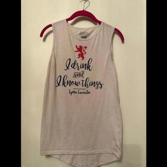 Tops - 'I Drink and I Know Things' Racerback Tank - A Must-Have for GOT Tyrion Fans!